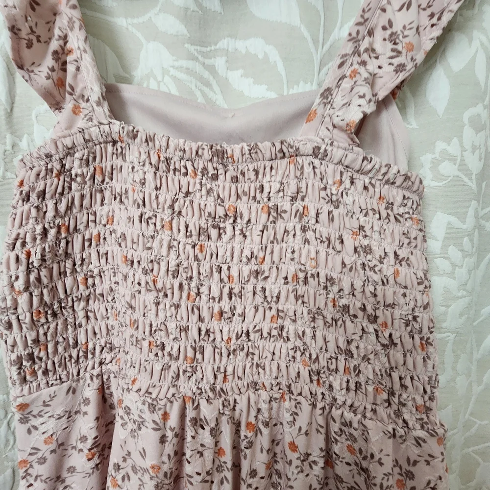 As U Wish Light Pink Floral Dress with Button Accents - Picture 4 of 5